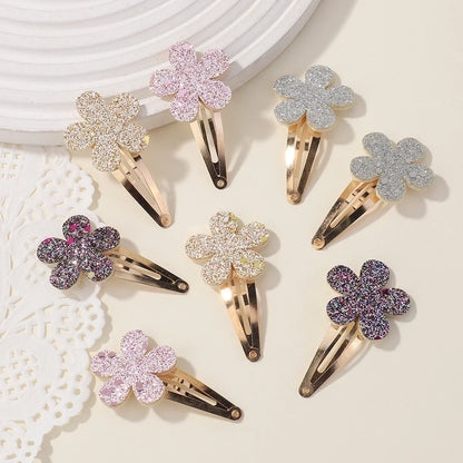 Glitter Rainbow Flower Hairpins