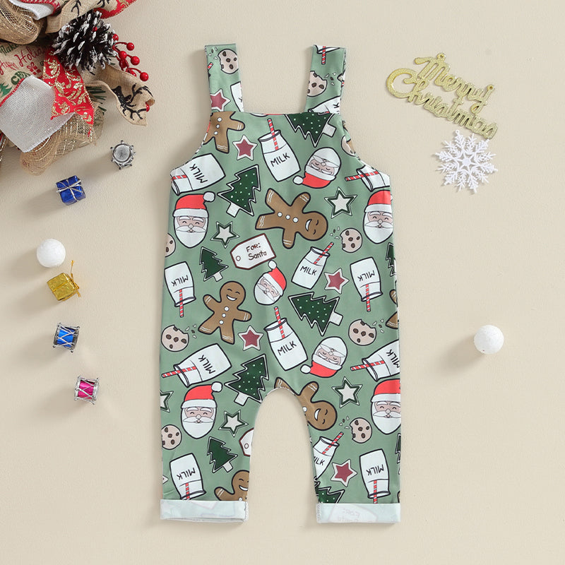Cartoon Christmas Overall Romper