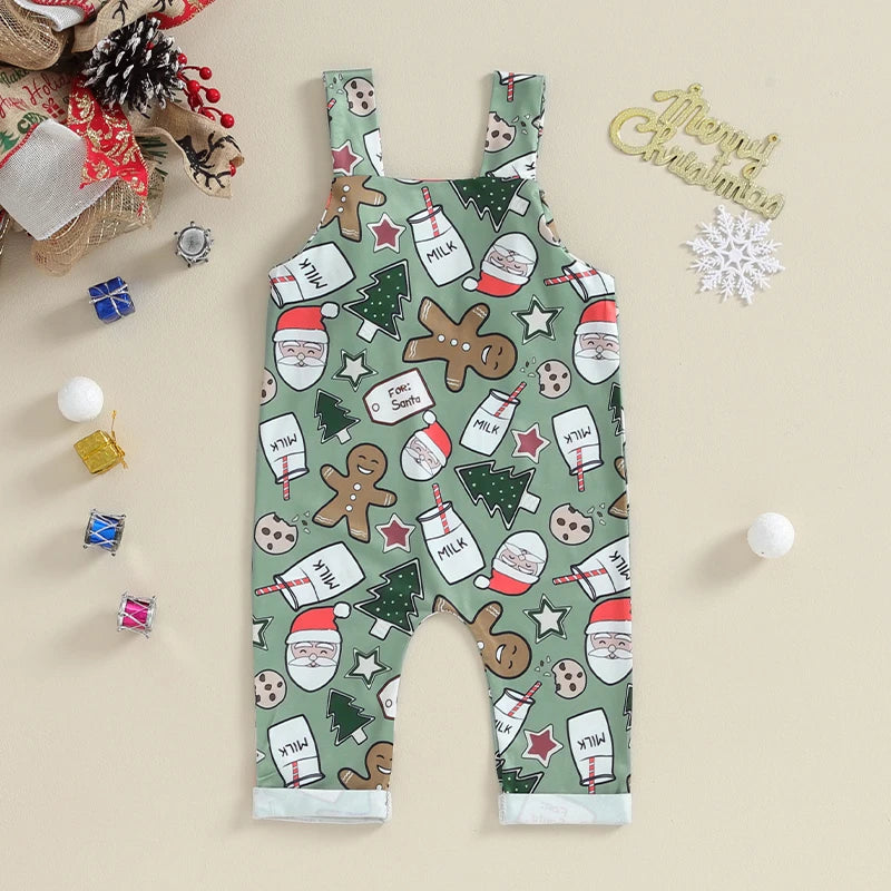 Cartoon Christmas Overall Romper