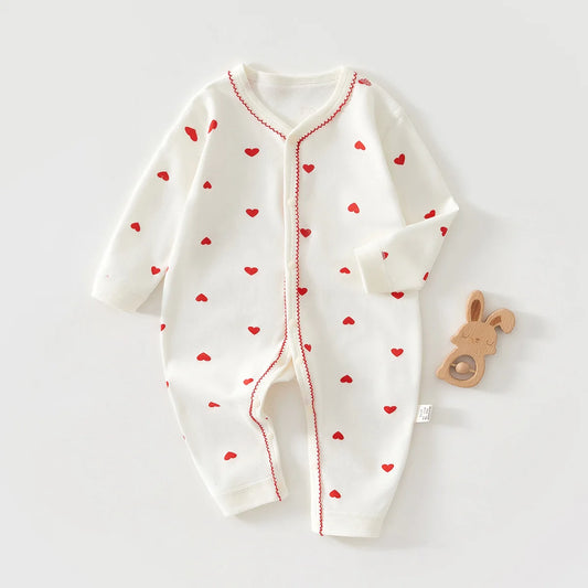 Newborn Cotton Hooded Jumpsuit, Seamless Spring Romper
