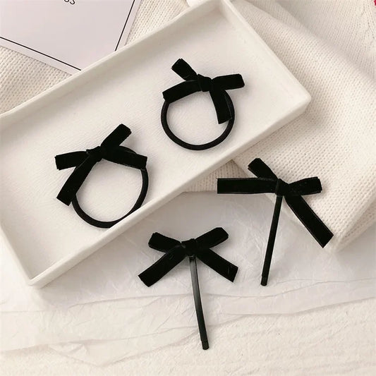 Velvet Bow Elastic Hairpins