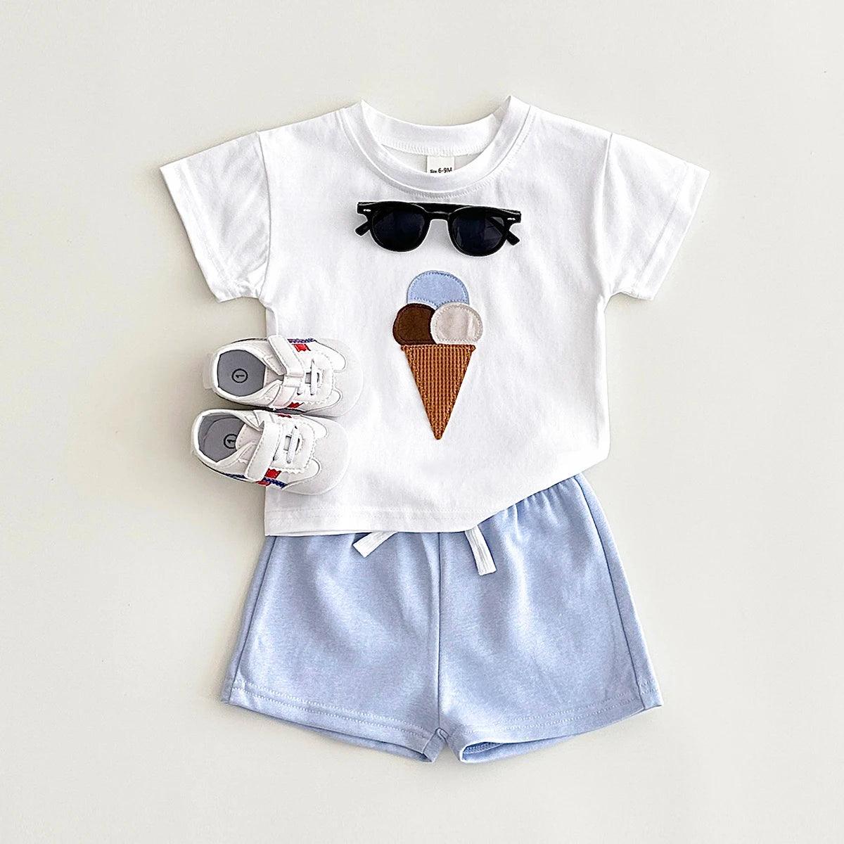 Baby Ice Cream Print T-shirt+Shorts