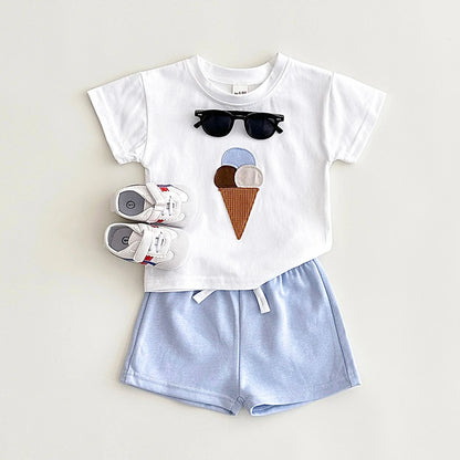 Baby Ice Cream Print T-shirt+Shorts