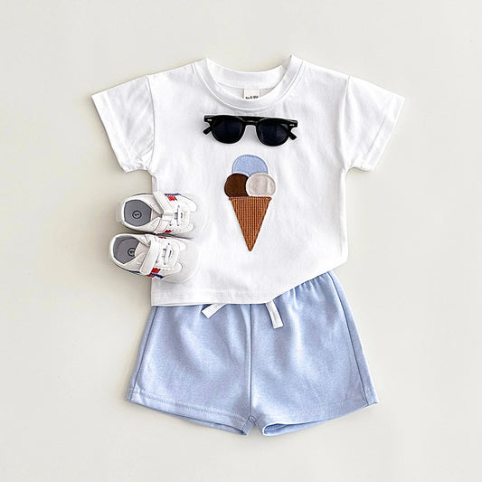 Baby Ice Cream Print T-shirt+Shorts