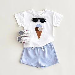 Baby Ice Cream Print T-shirt+Shorts