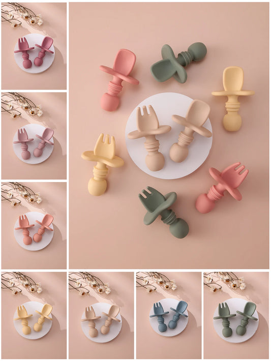 Baby Spoon & Fork Set, 2 Pieces | 10 Color Options