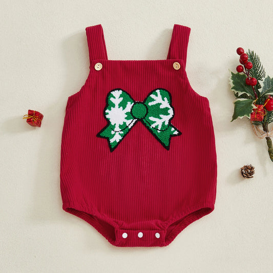Embroidery Bow Christmas Bodysuit