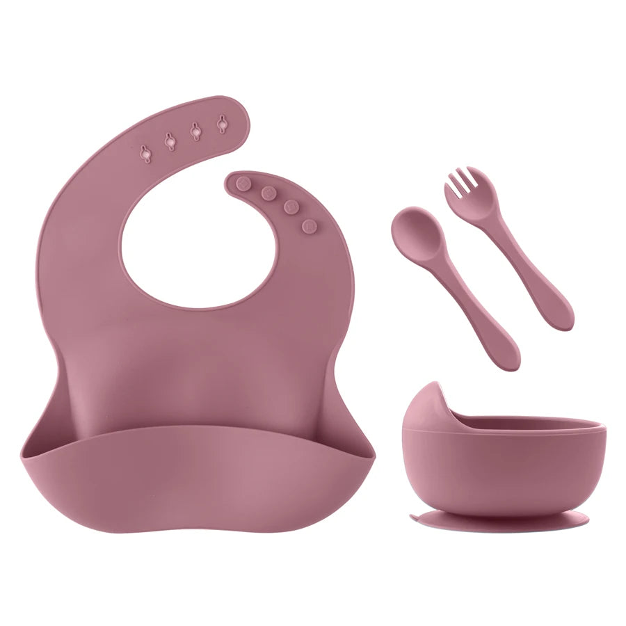 4Pcs Feeding Plate With Bib