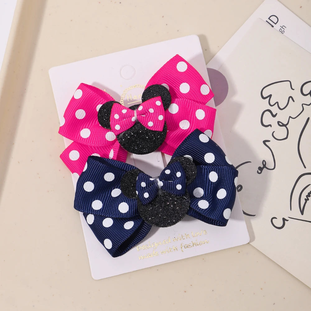Polka Dot Bow Hair Clips