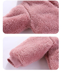 Plush Bear Hooded Baby Romper, Warm Fall Jumpsuit