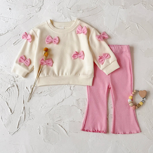 Cookie-design baby long-sleeve top and matching pants outfit