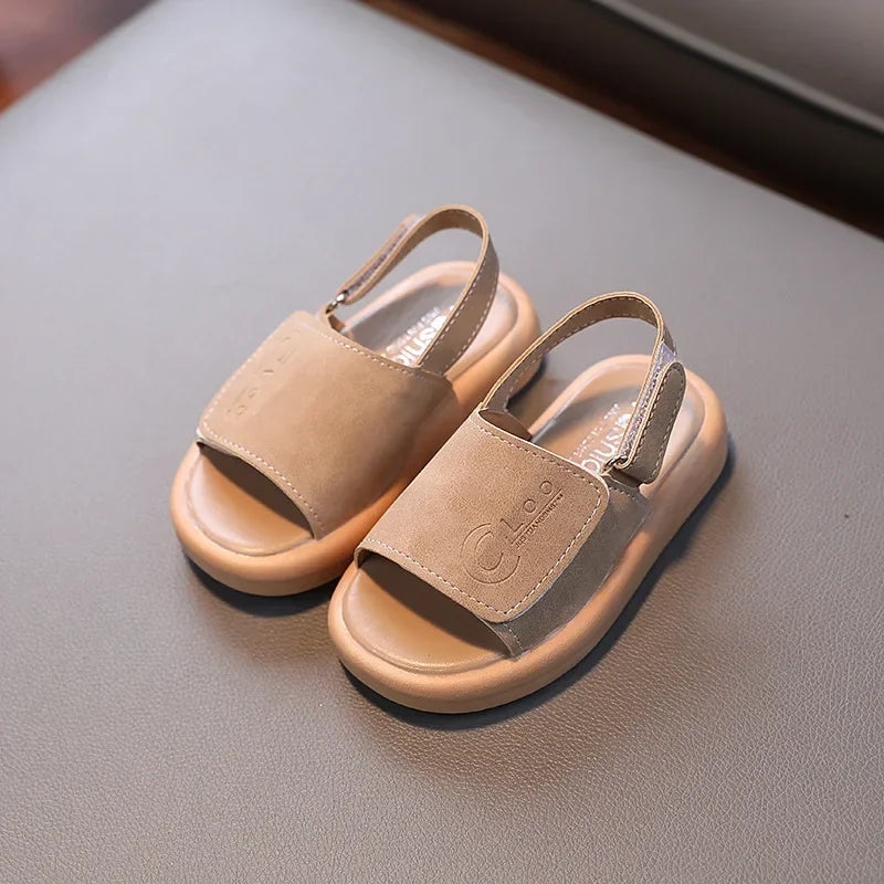 Boys' Open-Toe Leather Sandals, Ages 1-6 Summer Shoes