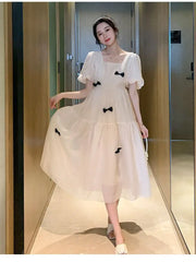 Flare sleeve square collar maternity dress