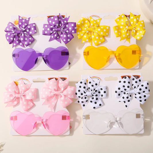 3Pcs/set Kids Hairpin Sun Glasses Set