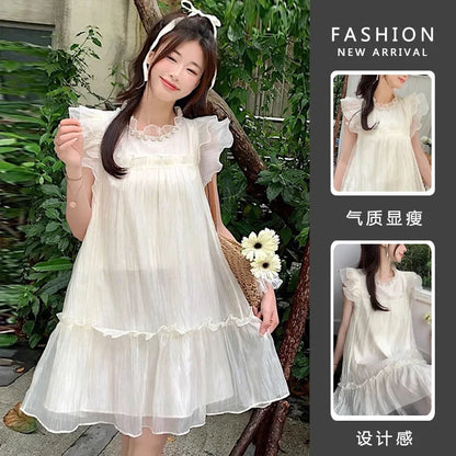 Necklace Petal Sleeve Maternity Dress