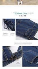 Wide Leg Denim Maternity Jumpsuits