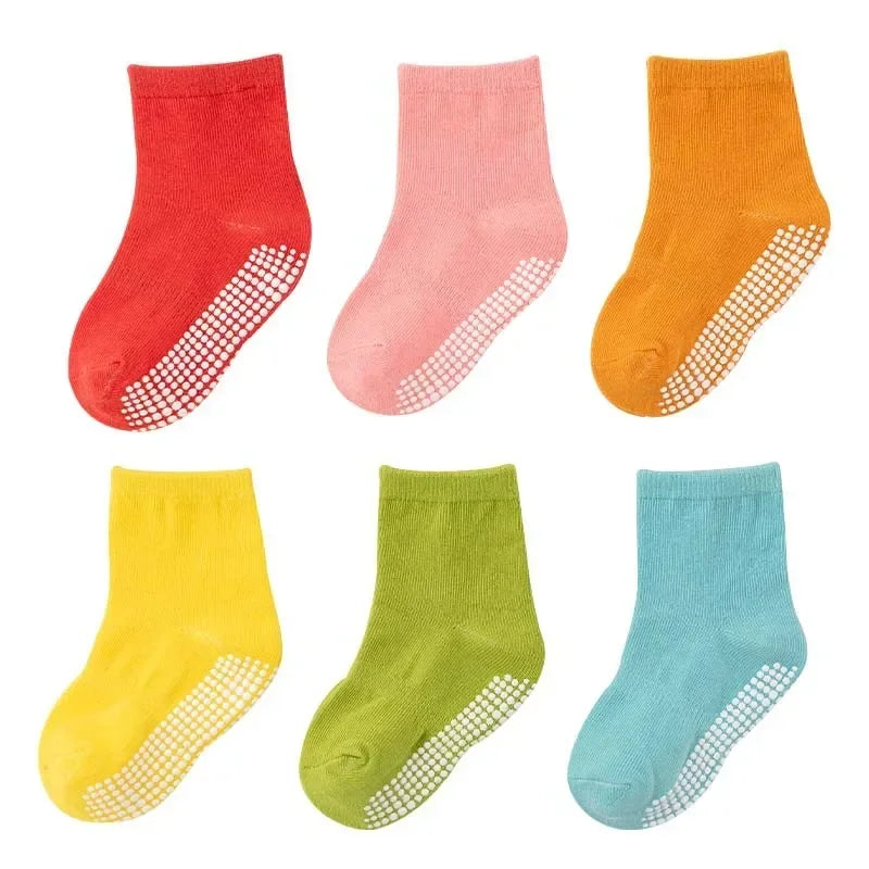 6 Pairs Spring Kids Anti-slip Socks