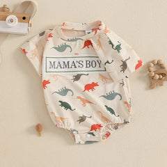 Baby Boys' Dinosaur Romper, Short-Sleeve Summer Bodysuit