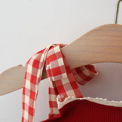 Cherry Plaid Baby Girl Suit