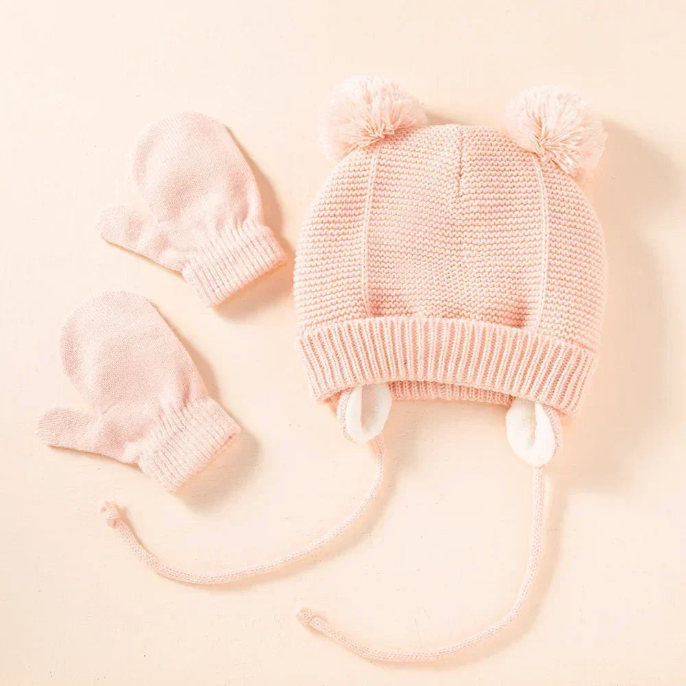 Knit Baby Hat Gloves Set