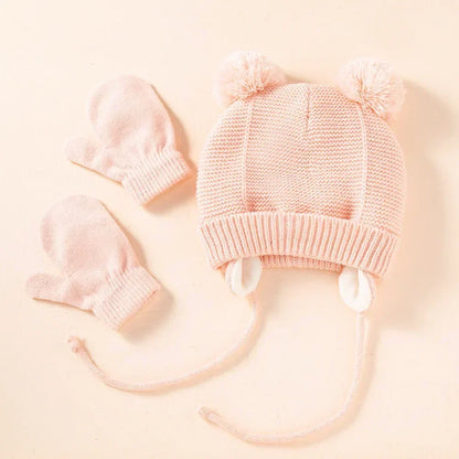 Knit Baby Hat Gloves Set