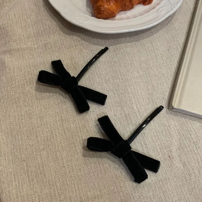 Velvet Bow Elastic Hairpins
