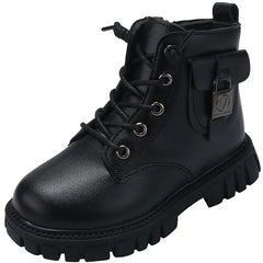 Leather Girls Warm Boots