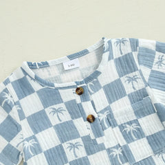 Checkered Tree Print Playsuit