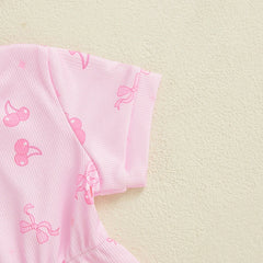 Baby Girls' Ribbed Strawberry Bodysuit with Bow Headband