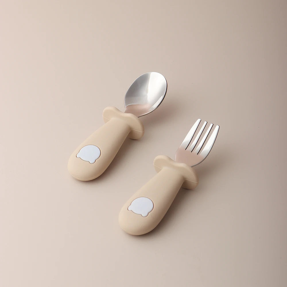 Baby panda shape silicone spoon and fork - PAMU8
