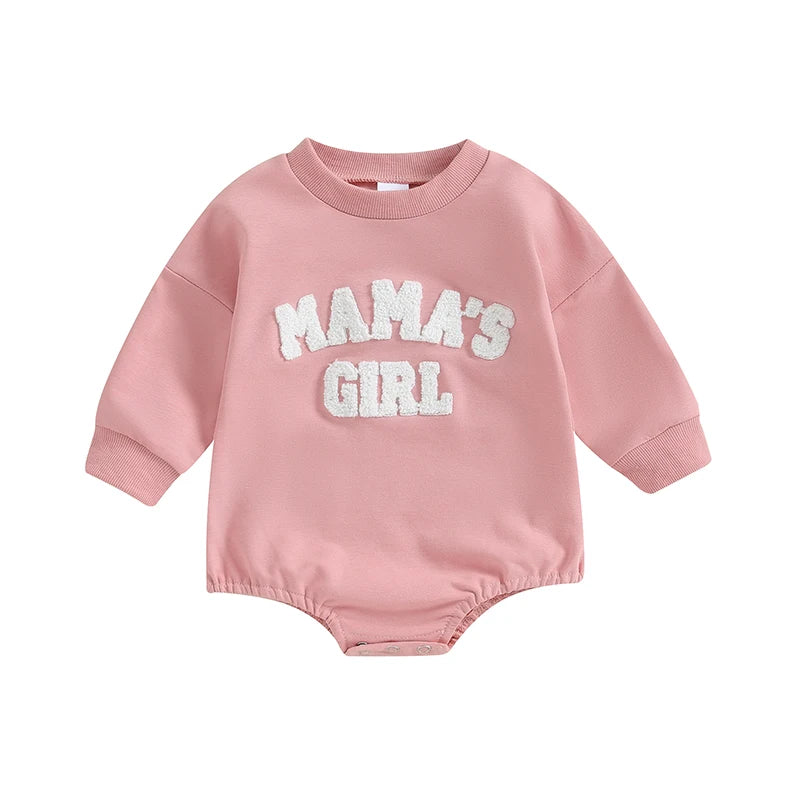 Baby Girls' Fuzzy Letter Romper, Embroidered Jumpsuit