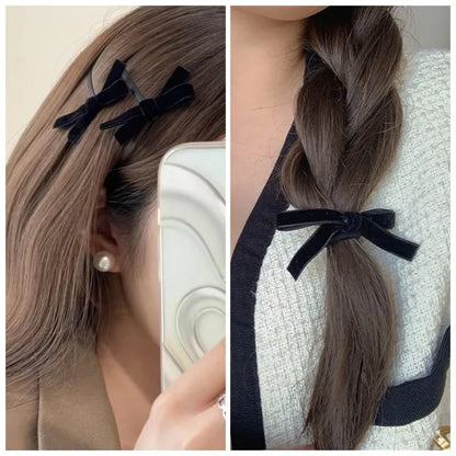 Velvet Bow Elastic Hairpins