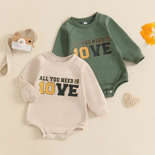 Baby Letter-Print Long-Sleeve Sweatshirt Romper