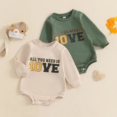 Baby Letter-Print Long-Sleeve Sweatshirt Romper
