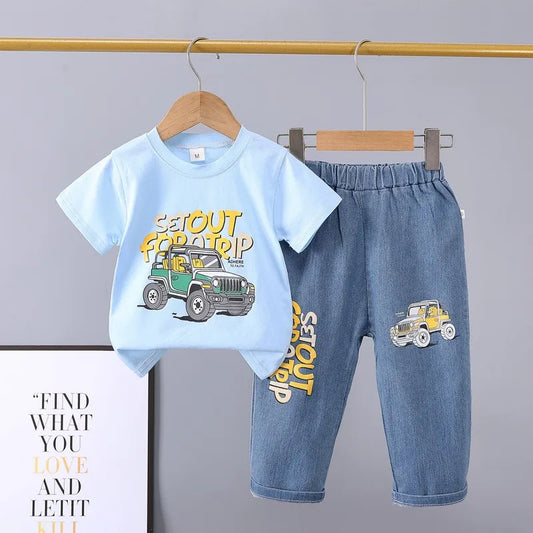 Cotton Car Print Boys Set