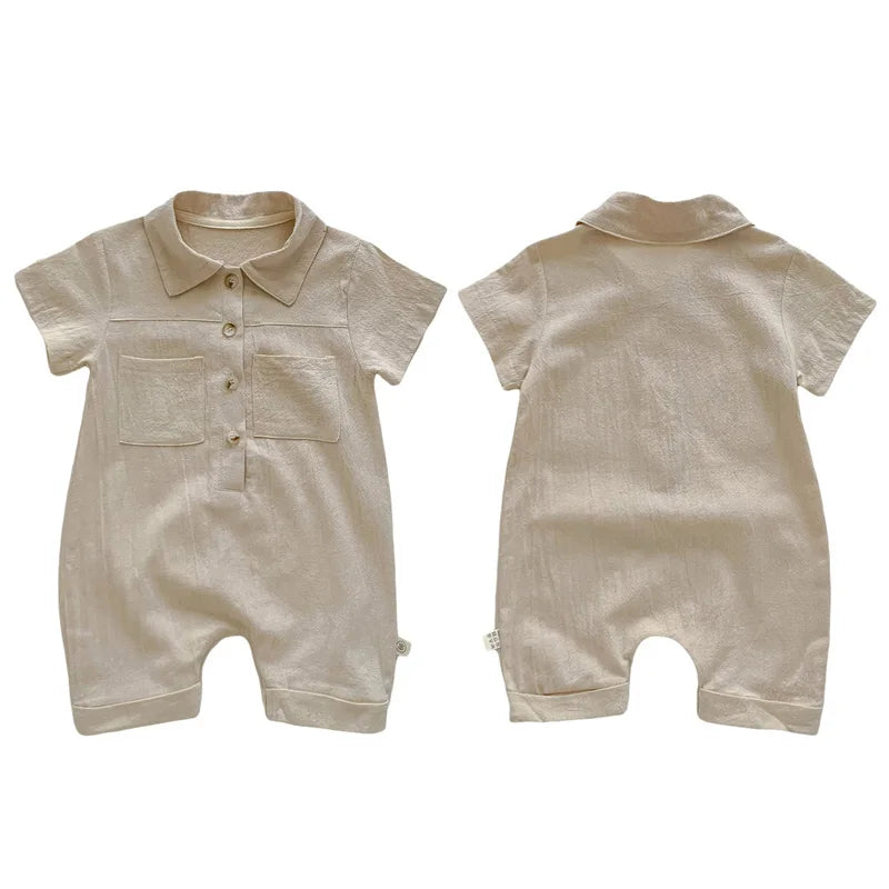 Lapel Button Up Romper