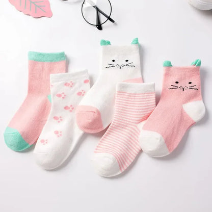 5 Pairs Cute Cat Baby Socks