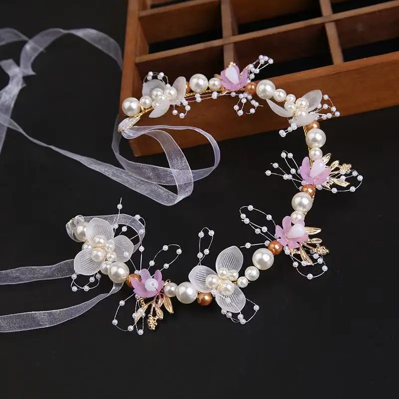 Fairy Girl Flower Pearl  Red Headband - PAMU8