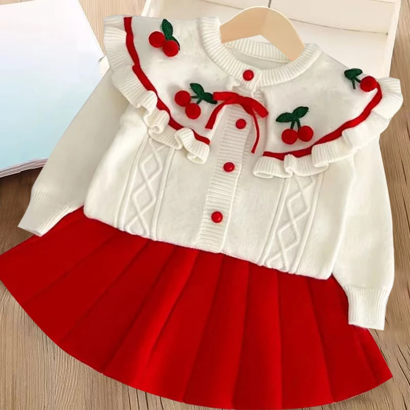 Flutter Sleeve Knitted Sweater Set