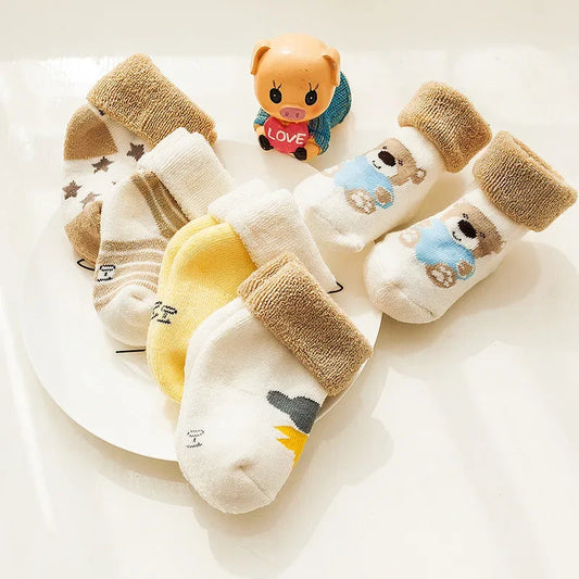 5 Pairs Warm Strip Baby Socks