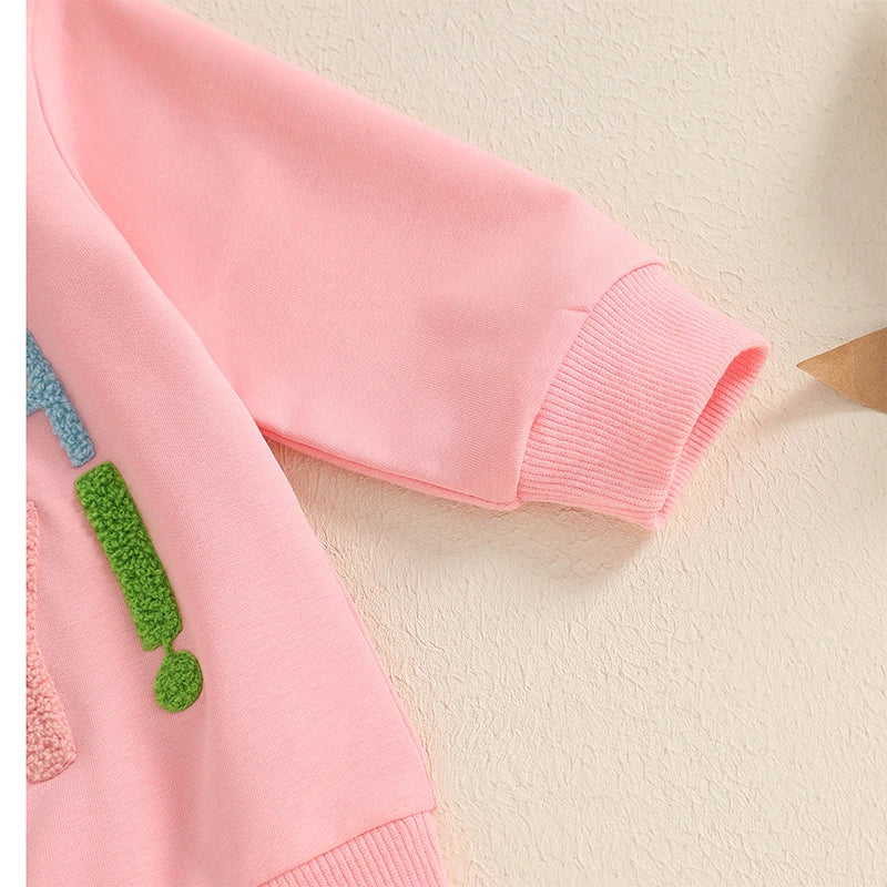 Toddler Girls Cotton Letter-Embroidery Sweatshirt & Pants Set