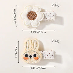 Baby Girls' Knitted Rabbit Hair Clips, 2-Piece Set