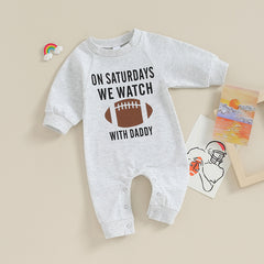 Baby Soccer Print Romper, Long-Sleeve Fall Jumpsuit