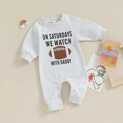Baby Soccer Print Romper, Long-Sleeve Fall Jumpsuit