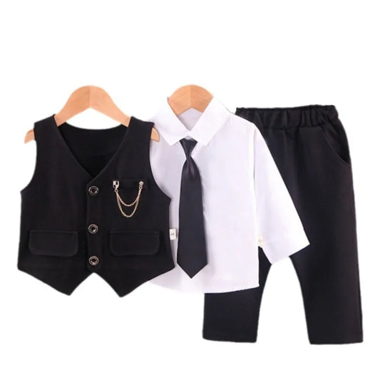 Baby Boys' Formal Suit Set, Vest Shirt and Pants