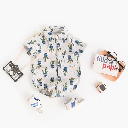 Printed Baby Short-Sleeve Bodysuit – 3–24 Months