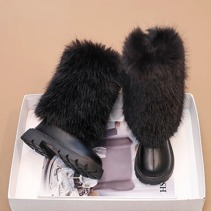 Girls High Warm Leather Boots
