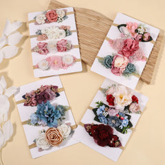 Baby Girls' Artificial Flower Headband, 3-Piece Set