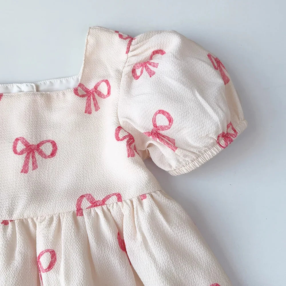 Girls Bow Print Dress