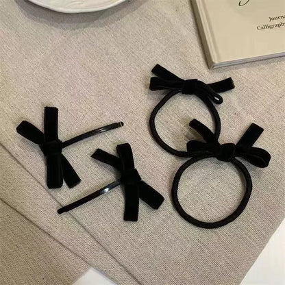Velvet Bow Elastic Hairpins